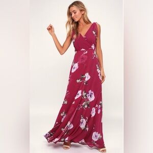 Lulu's pink Floral Maxi Dress